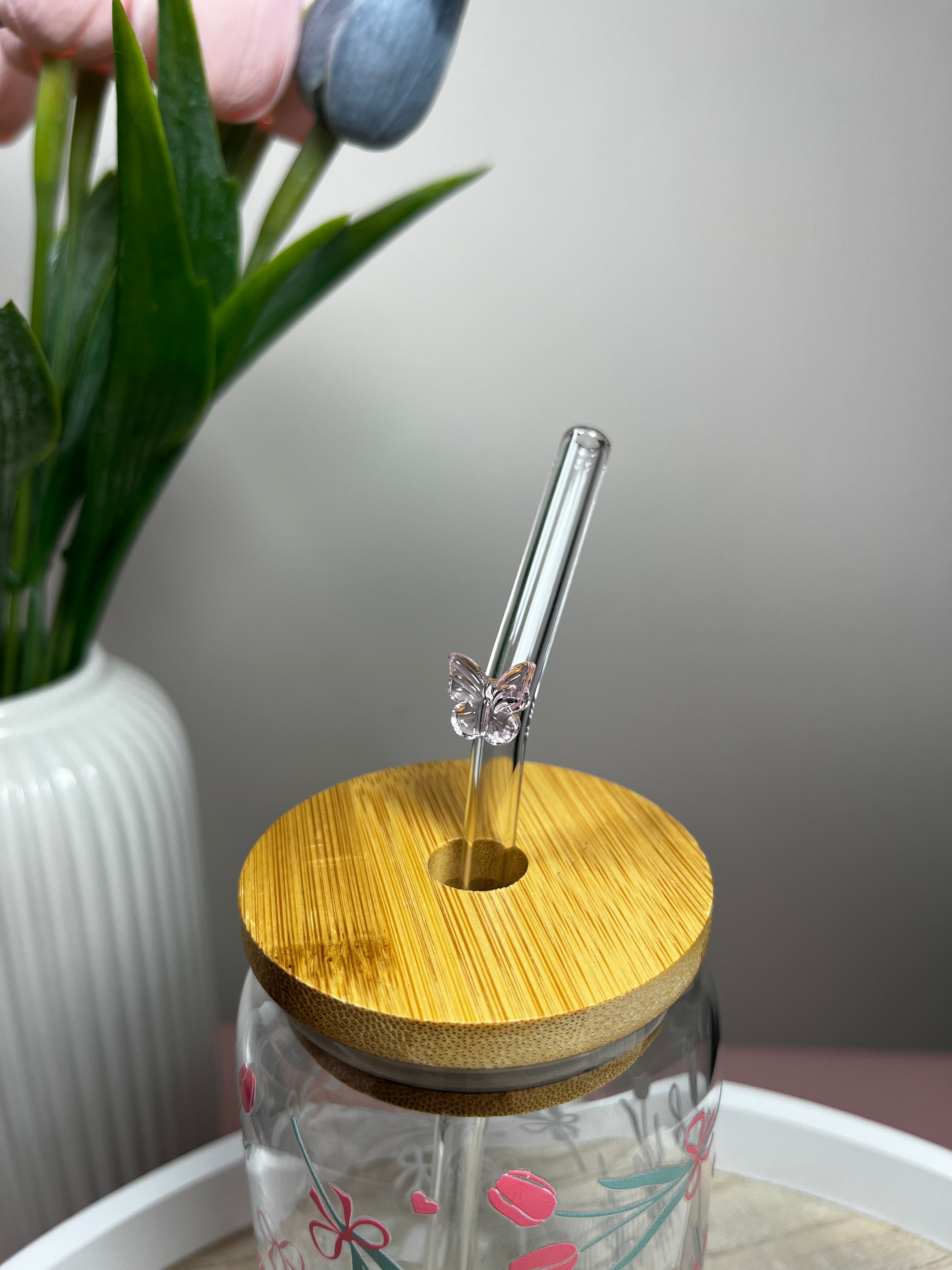 Skleněné brčko - Butterfly